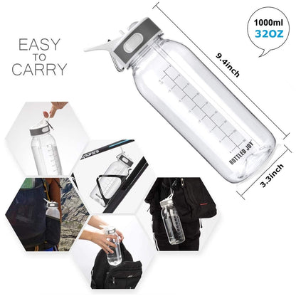 Water Bottle BPA-Free 32oz Water Bottles with Straw Lid Leakproof Tritan Water Jugs Dishwasher Safe Drinking for Home Fitness Outdoor Hiking Workouts