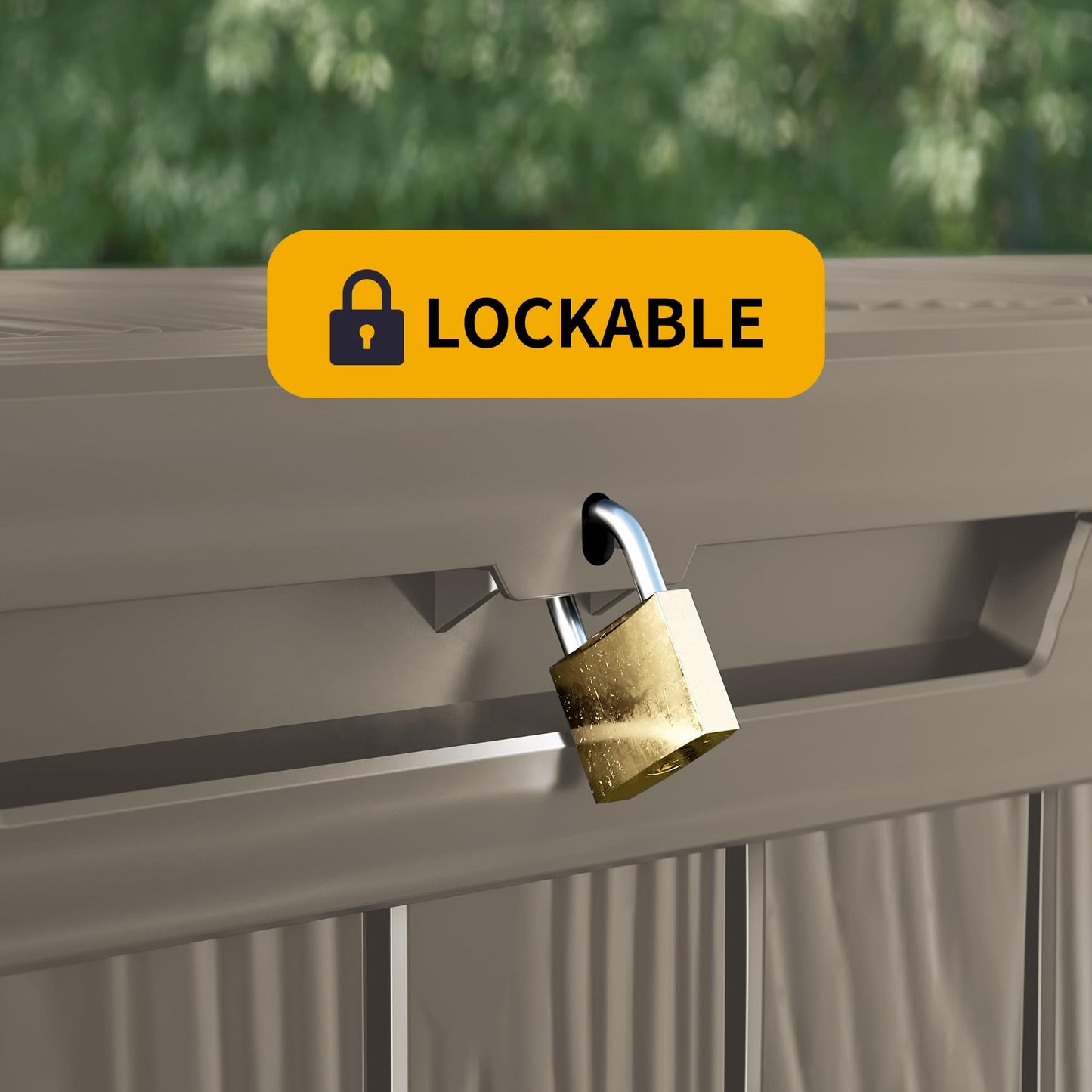 Decksplore 80 Gallon Lockable Resin Deck Box, Waterproof Outdoor Storage Box for Patio Furniture, Garden Tools, Pool Accessories, UV-Resistant Outside Delivery Box, Grey