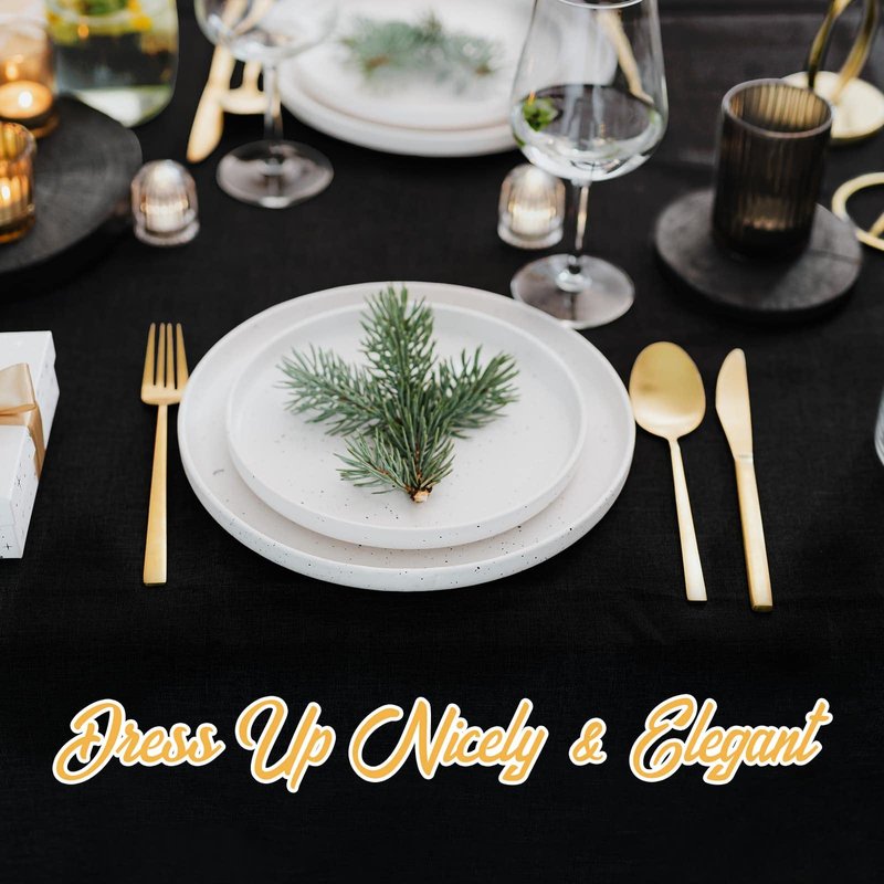 BRILLMAX 8 Pack Black Tablecloths 60 x 102 Inch for 6ft Rectangle Tables - 150 GSM Polyester Fabric, 15" Standard Drop, Water, Stain & Wrinkle Resistant Cloth Cover for Wedding Banquet Dining Buffet