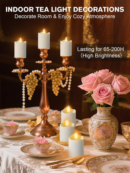 PIDZPOW Rechargeable Flameless Tea Lights Candles with Remote Timer, 1.5" x 2.6" LED Candles with USB Charging Base, Small Votive Candle Electric Fake Candle for Wedding Table Decor Dining (6 Pack)