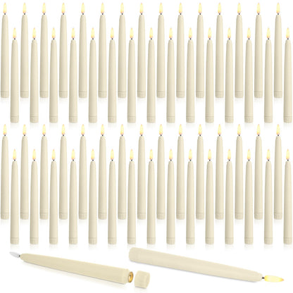 Baquler 72 Pcs Flameless Taper Candles LED Taper Candles Flickering Bulk Ivory LED Candlestick for Easter Wedding Church Halloween Christmas Party Decor Table Centerpiece, 8.5 in, No Batteries