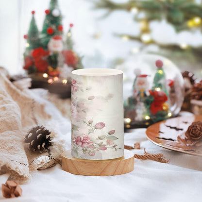 ALAZA Pink Rose Flowers Flickering Flameless Candles Floral Battery Operated with Remote Timer,Tea Light Candles LED Pillar Votive Candles Set of 2 for Outdoor Indoor Decorations