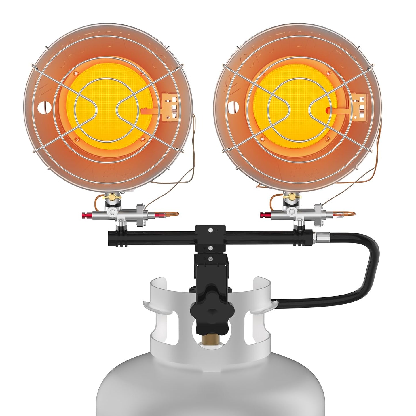 ThermoMate Propane Tank Top Heater 30000 BTU With Tip-over Protection, Portable Dual Burners With Adjustable Heat Settings for Camping, Garage, Ice Fishing, Golf Cart
