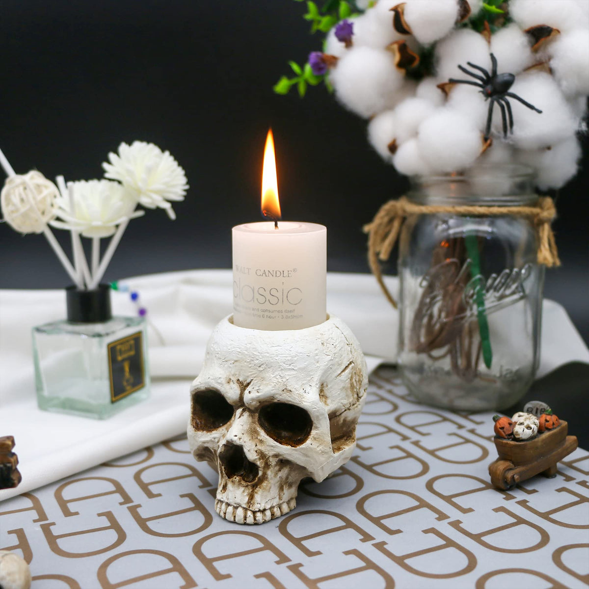 Skull Candle Holder - Gothic Shed Tears Human Skull Tealight Candle Holder Novelty Skull Bone Candlestick Halloween Home Bar Party Tabletop Decor