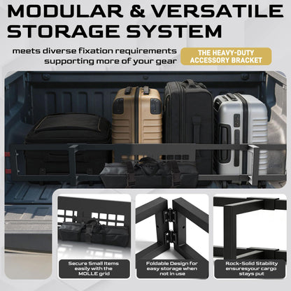 Tuoksullxm Truck Bed Divider with MOLLE Panel Aluminum Foldable Cargo Divider fit 2019-2025 Chevy Silverado and GMC Sierra 15000