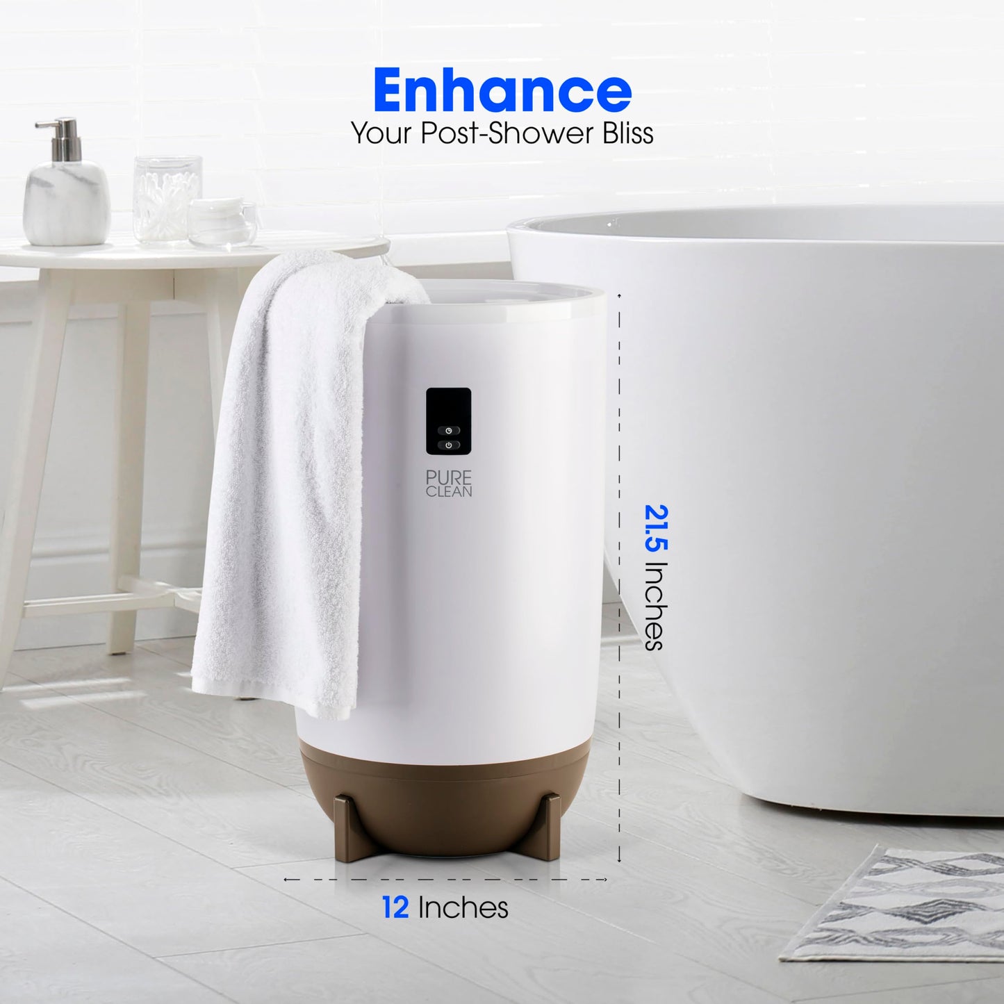 PURE CLEAN Towel Warmers Bucket, with Customized Fragrance for Spa and Bathroom, Luxury Towel Heater Gifts for Him & Her, Auto Shut Off, Fits 2 Large Towels, Blankets, Bathrobes, PJ's (Taupe)