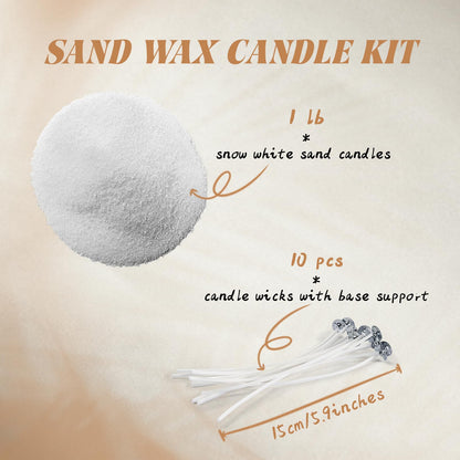 ENCANLIGHT Sand Candles with Wicks Sand Candle Kit-1Lb/16Oz Pearled Candle Sand for DIY Candles Reusable Pearled Candle with 10 Cotton Wicks