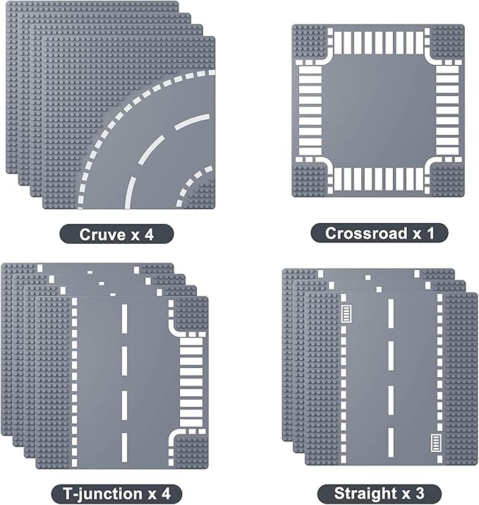Road Base Plates for City Street Building Block 12 Street Plates 10x10 Road Baseplates