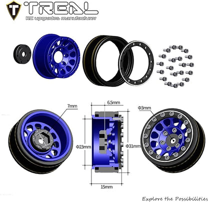 TREAL 1.0 Beadlock Wheels 12 Spokes Classic Rims (4P) for SCX24 AX24 FCX24 TRX4M 1/24 1/18 Crawler Car-Type I(Gray)