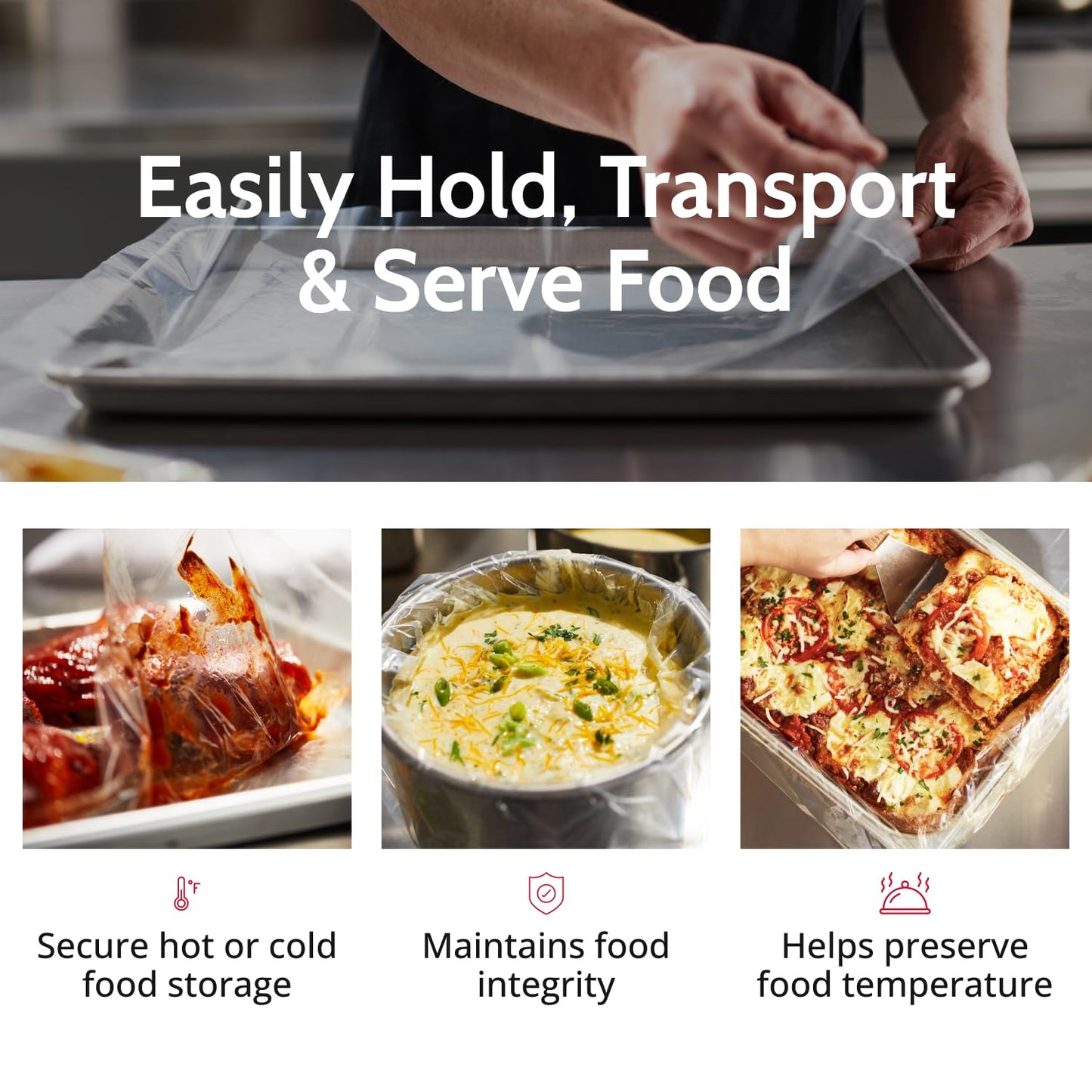 PanSaver Hotel Pan Clear Liners for Easy Clean Up - Disposable Buffet Pan Liners, Ovenable up to 400F (Half Pan - X-Deep | 23 x 18 IN)