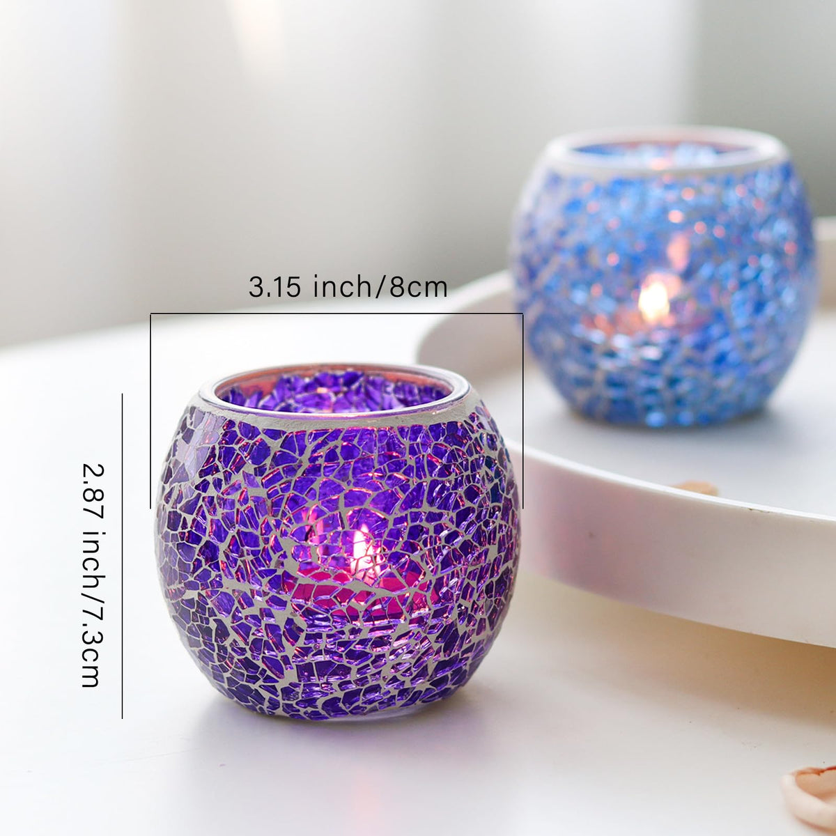 Golden Yellow Glass Votive Candle Holder – Crackle Votive Style, Great for Table Centerpieces & Home Decor (1 Pack)