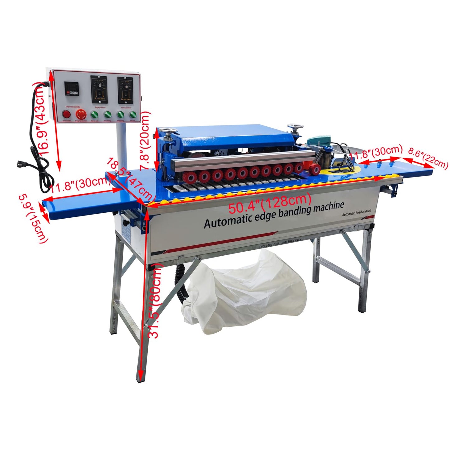 WYDDDARY Automatic Edge Bander Banding Machine Woodworking Curve Straight Edge Bander Double-sided Gluing Trimming Machine Trim Neatly Head and Tail Automatic Plate Feeding 110V