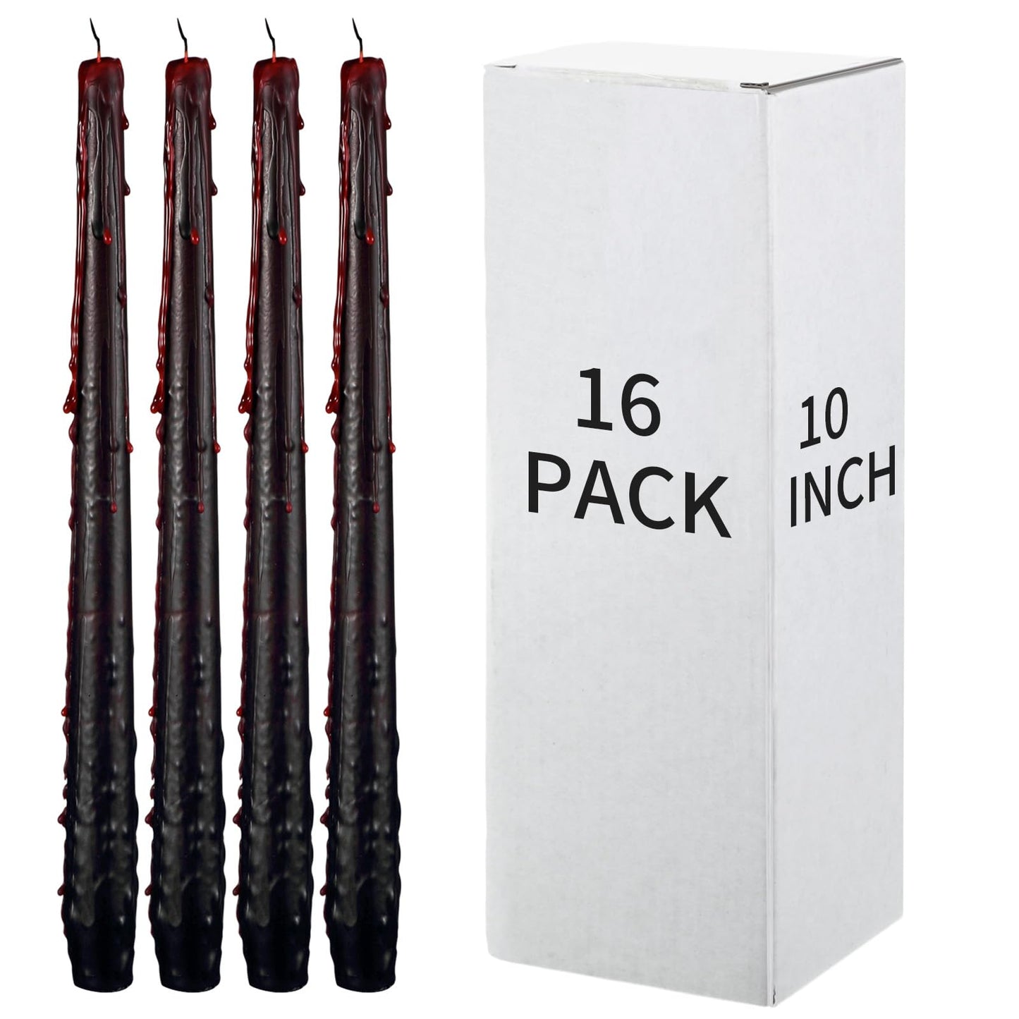 MTLEE 16 Pcs 10 Inch Long Tapered Candle Stick Bulk Smokeless Unscented Burning Candlestick Paraffin Wax with Cotton Wick for Valentine's Day Baby Shower Wedding Holiday Party Church (Horror Color)