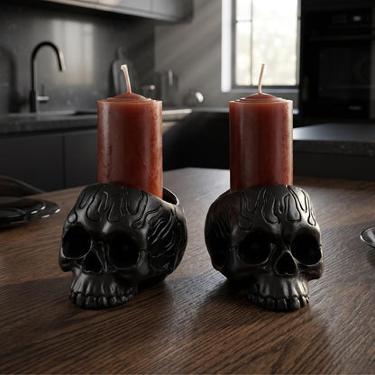 Skull Blood Candles 2 Pack - Bleeding Dripping Red Wax, Skeleton Reversing Skul Candle, Magic Skulls Candlestick Spooky Gothic Bar Decoration - 3.54 x 2.56 x 2.36-8 Hour Burn Time - Gute