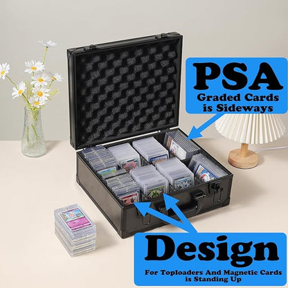 Toploaders Storage Box for 3 x 4 35pt Rigid Cards Trading &amp Sports Cards Graded &amp Rating Cards with 7 DIY Sponge Partitions (Holds 600+ Toploaders M600-Black)