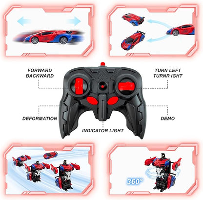 Spider Remote Control Car Toy for Boys 2.4Ghz RC Transform Robot 1:18 Scale One-Button Deformation 360°Rotation Car with Underbody Lights Gifts for Boys Ages 3 4 5 6 7 8 9 10 11 12