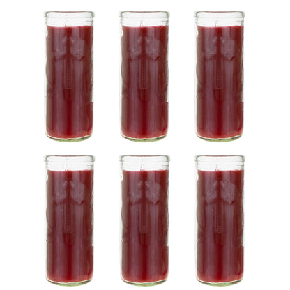 Mega Candles 6 pcs Unscented Red Dual Cross Glass Container Altagraciano Devotional Prayer Candles, Premium Wax Candle 3 Inch x 7.25 Inch, Sanctuary, Vigils, Prayers, Blessings, Religious, Memorials