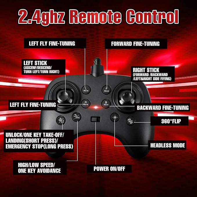 Spider Drones for Kids 8-12: Stunt Drone 5D Obstacle Avoidance RC Quadcopter 3D Flips Auto Hovering LED Lights Indoor Outdoor Remote Control Helicopter for Boys Girls Adults