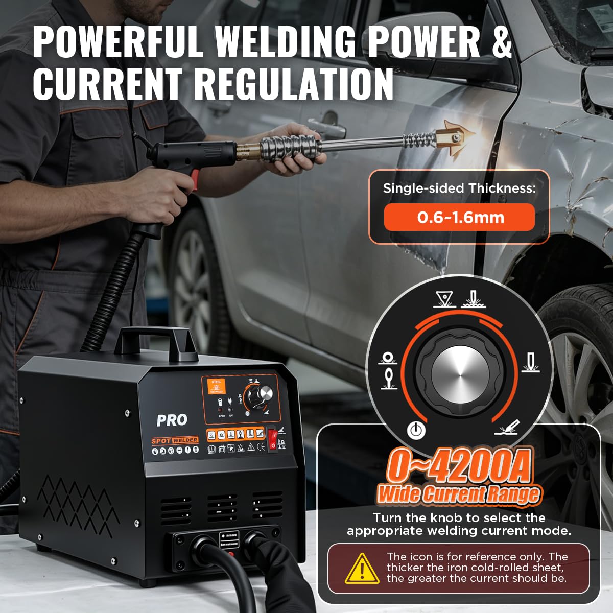 Dent Puller Welder 3500W 4200A Stud Welder Dent Repair Kit 6 Welding Modes Auto Body Spot Welder Dent Puller Machine Dent Removal Tool with Auto/Manual Welding & Overheat Protection for Car/Truck 110V