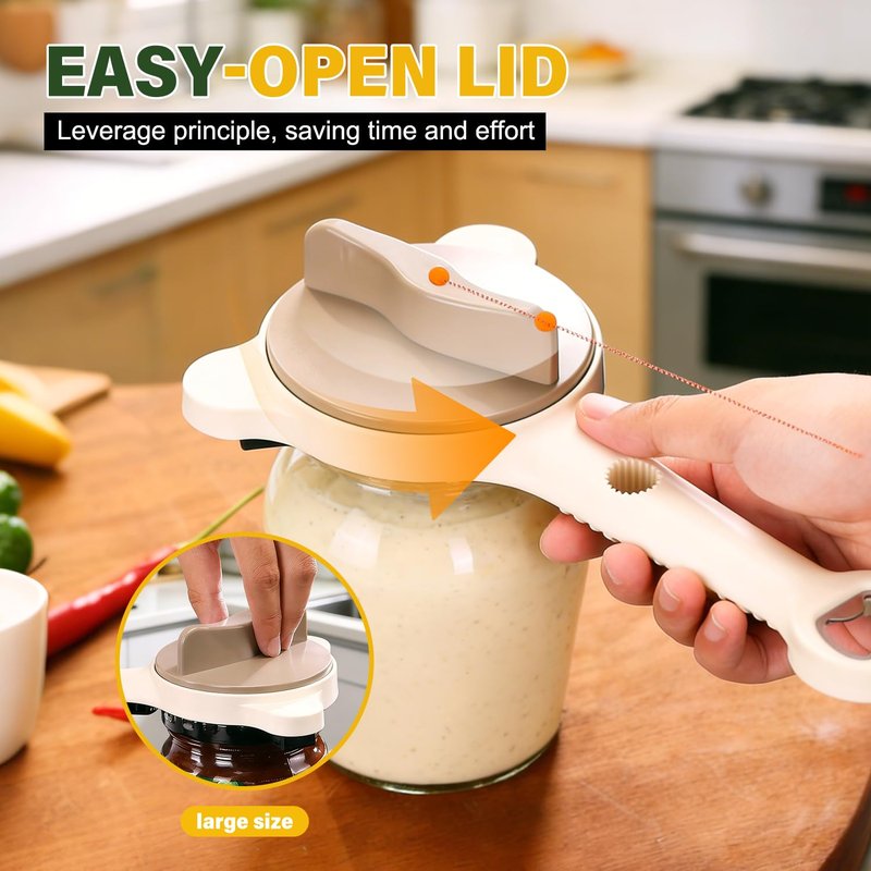 4 in 1 Multi-Purpose Jar Opener for Weak Hands, 2026 New Adjustable Three Claw Bottle Opener with Non Slip Teeth,Multi-Size Lid Opener for Kitchen Jars and Bottles (1PC)
