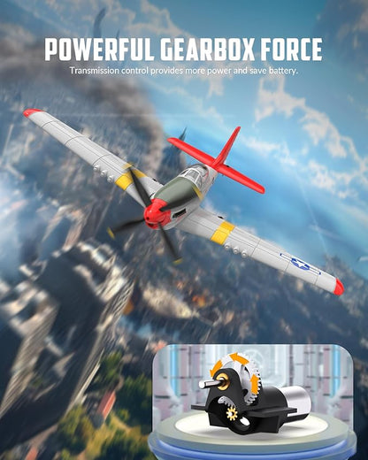 VOLANTEXRC RC Plane 4 Channel Remote Control Airplane Fighter RTF with 6-Axis Gyro 3 Modes &amp Aerobatics Easy to Fly 2.4GHz Radio Controlled Aircraft for Beginners &amp Adults P51D Mustang Re