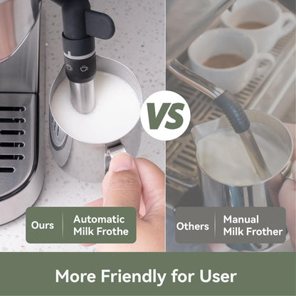 Gevi Espresso Machine 20 Bar - Auto Milk Frother & Steam Wand, NTC Temp Control, Compact Stainless Steel Cappuccino Maker, Ideal for Coffee Lovers & Home Baristas