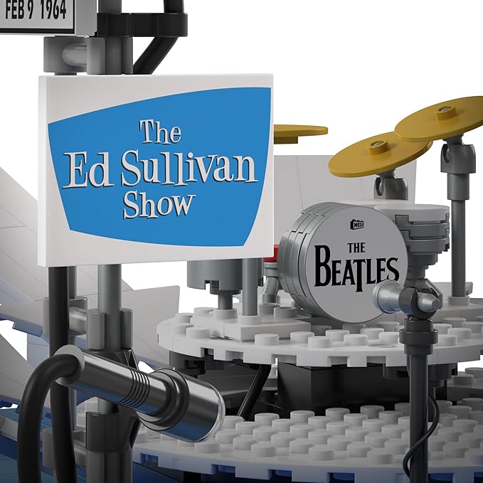 MEGA The Beatles Building Set with 681 Pieces 4 Poseable Action Figures and Ed Sullivan Stage with LED Lights for Adult Collectors