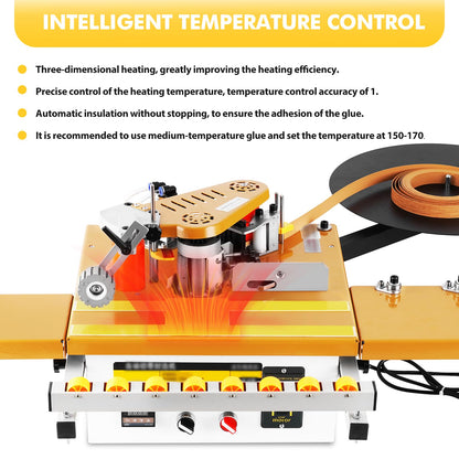 YUCHENGTECH Edge Bander Banding Machine Automatic Tape Breaking Portable Edge Banding Machine Curve Straight Edge Bander With Microcomputer Intelligent Temperature Control (110, Volts (AC))