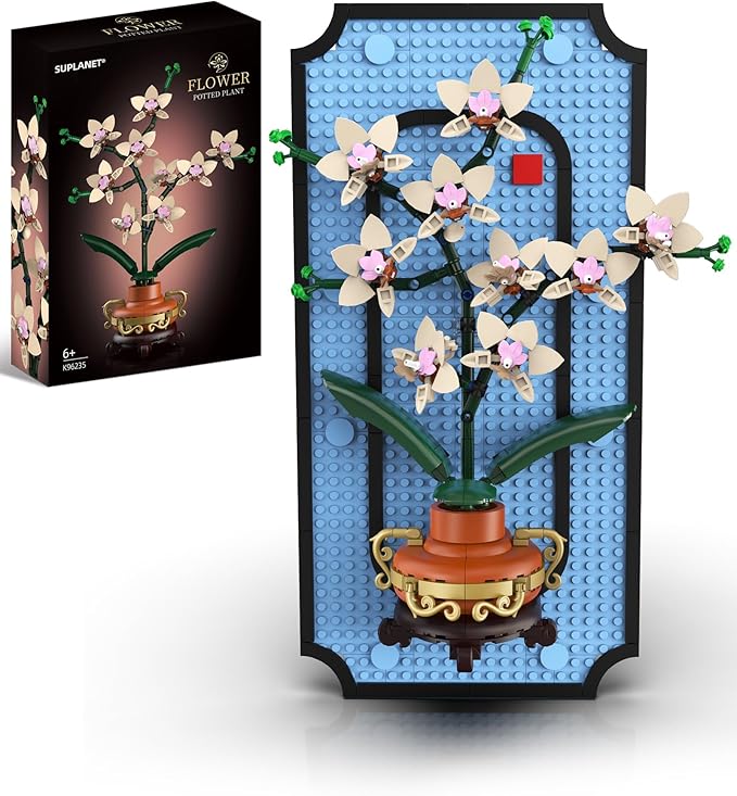 Orchid Building Set for Adults 3D Wall Art Frame Decor Botanical Collection Blocks Kit Home Office Wall Decoration Birthday for Women &amp Plant Lovers (531 PCS)