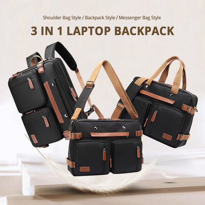 MOLNIA 15.6 inch Laptop Backpack for Men Women,3 in 1 Briefcases For Men,Messenger Bag Laotop Bag Computer Bags For Work College Travel, Black