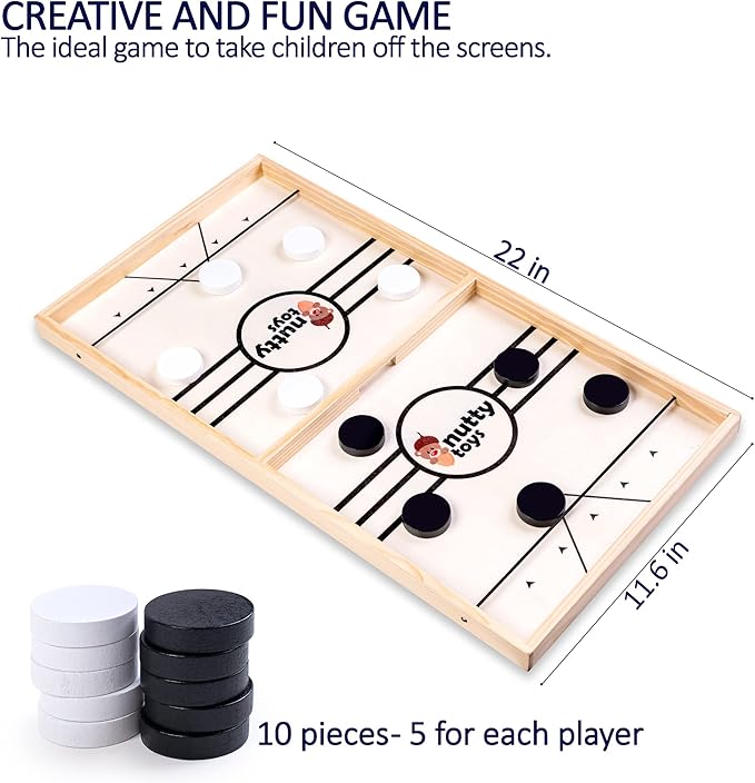 Nutty Toys Sling Puck Family Game XL - Fast &amp Rapid Tabletop Table Battle Top Xmas Gift 2025 Unique Kids &amp Adults Christmas Stocking Stuffer Idea Best Teenage Girl Teen Boy &amp Tween Hol