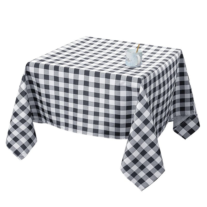 Biscaynebay Fabric Square Tablecloths 54x54 Inch, Black/Grey Scottish Plaid Table Cloth Small Card Folding Table Covers Water Resistant for Dining, Kitchen, Wedding and Parties, etc Machine Washable