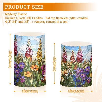 ALAZA Flickering Flameless Candles Mexico Art Flowers Spring Battery Operated Candles with Remote Timer LED Pillar Votive Candles Set of 2 for Holiday Decor