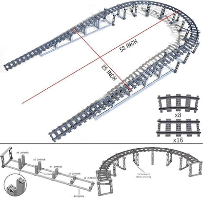 212 Pcs City Train Tracks Building Block Set Compatible with LegoTrain Tracks Accessories SetTrain Track Bridge Uphill and Downhill Set
