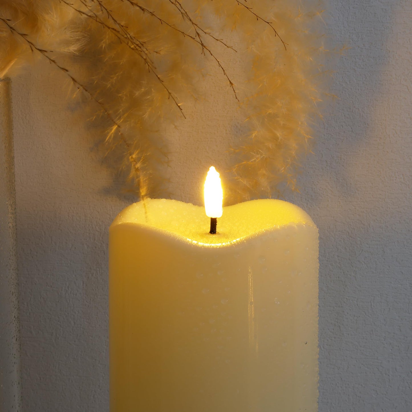 AFINETH 4" x14" Outdoor Candles with Timer Waterproof Large Flickering Flameless Candles with Remote Plastic Tall Pillar Candles for Indoor Outdoor Use, Ivory 1Pack