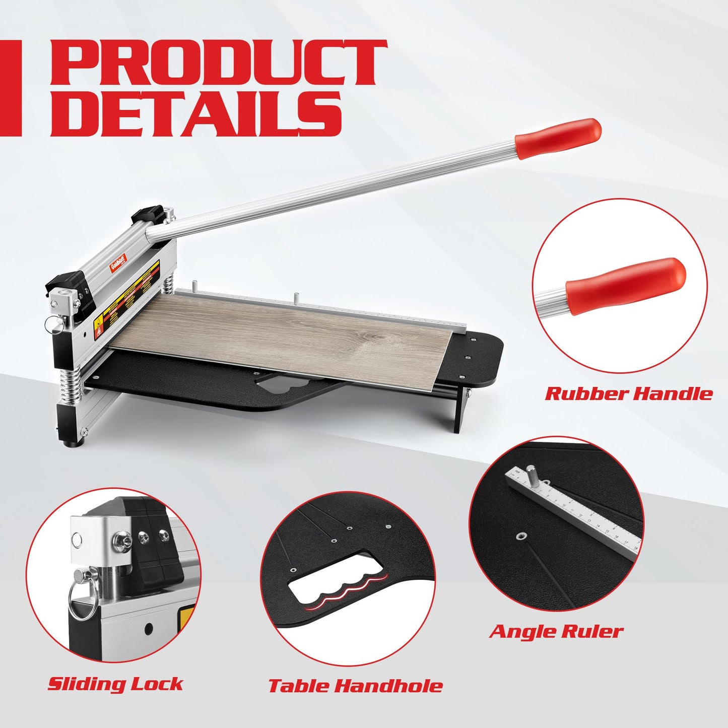 Goldblatt 13" Laminate Floor Cutter, Professional Vinyl Floor Cutter, Aluminum Alloy Body, Tungsten Steel Blade - Cuts Parquet, Engineered Hardwood, VCT, LVT, SPC, PVC, LVP, WPC