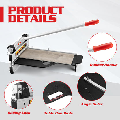 Goldblatt 13" Laminate Floor Cutter, Professional Vinyl Floor Cutter, Aluminum Alloy Body, Tungsten Steel Blade - Cuts Parquet, Engineered Hardwood, VCT, LVT, SPC, PVC, LVP, WPC