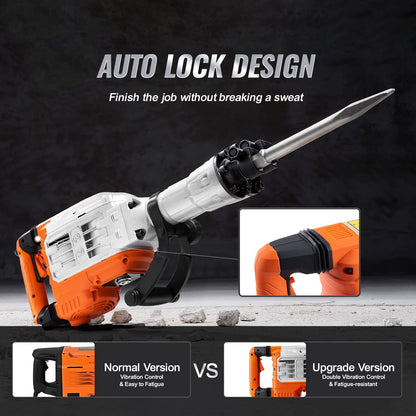 VEVOR Electric Concrete Saw, 14 in Circular Saw Cutter with 5 in Cutting Depth, Wet/Dry Disk & Demolition Jack Hammer, 3500W Jack Hammer Concrete Breaker 1900 BPM Heavy Duty Electric Jack