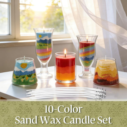 TRESSON 10 Color Sand Candle Wax with Wicks - Plant Pearled Candle Sand Set (1.76oz Each Color, 1.1lb/17.6oz Total DIY Refillable Candle Icewax for Handmade Candle Making