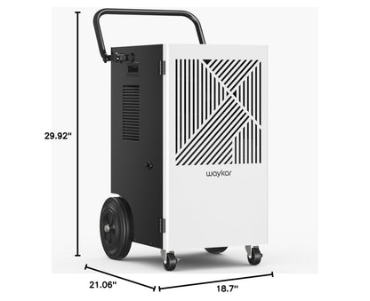 Waykar 155 Pints Commercial Dehumidifier with Pump, Drain Hose and Washable Filter Space up to 8000 Sq. Ft, for Basements, Industrial or Commercial Spaces - 5 Year Quality Coverage