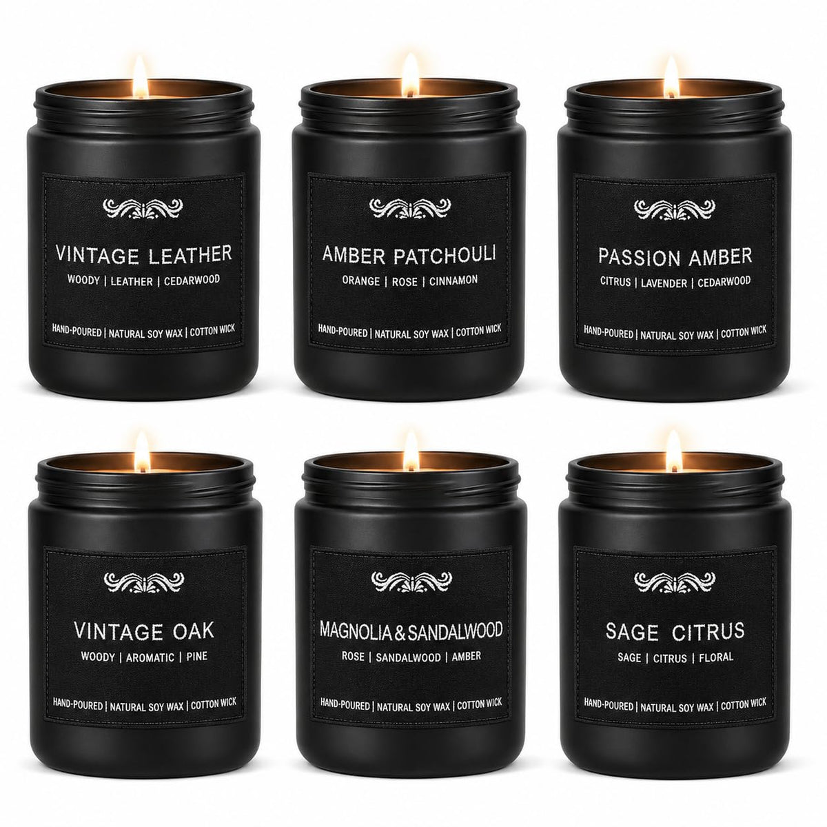 6 Pack Candles for Home Scented Aromatherapy Candles Gifts Set for Mens, Men Candle Set, 42 oz 300 Hour Long Lasting Candles Gifts for Men Birthday Anniversary Present