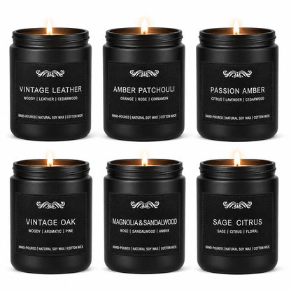6 Pack Candles for Home Scented Aromatherapy Candles Gifts Set for Mens, Men Candle Set, 42 oz 300 Hour Long Lasting Candles Gifts for Men Birthday Anniversary Present