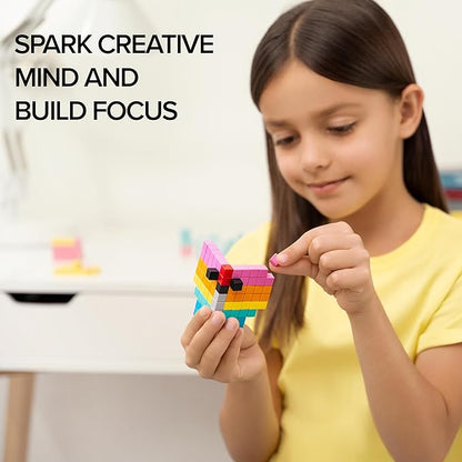 PIXIO Bright Animals - Magnetic Building Blocks for Kids Over 6 Years Pixel Art STEM Magnet Toys for Kids Ages 8-12 Portable Magnetic Blocks for Creativity