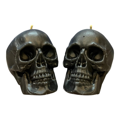 2 pcs Black Skull Candles for Spells 2.36 in Height