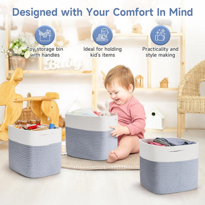 Maxuni Storage Cubes Cotton Rope Woven Baskets for Organizing, 11 Inch Cube Storage Bin, Cotton Rope Square Basket, Storage Baskets for Shelves Organizer, Closet-2Pack