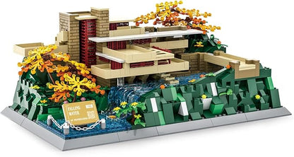 1221Pcs Fallingwater Pennsylvania Building Set World Landmark Architecture Model Collectible Toy for Kids and Adults
