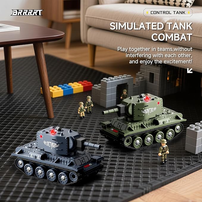BRRRRT 1/64 RC Battle Tank SetRemote Control Military Vehicles with Infrared ShootRC Tank That Shoots with 330° Rotating Turret and Sound &amp Lighting for Kids Gift 8+