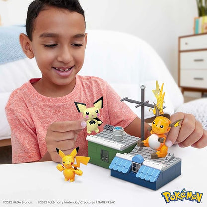 MEGA Pokémon Action Figure Building Toys for Kids Pikachu Evolution Set with 159 Pieces 3 Poseable Characters 8 Year Old Gift Idea