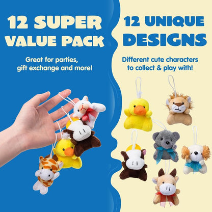 JOYIN 72 Pack Mini Animal Plush Toy Assortment (72 Units 3" Each),Bulk Stuffed Animals Party Favors for Kids, Small Animals Plush Keychain Decoration, Carnival Prizes, Birthday Treasure Box Toys