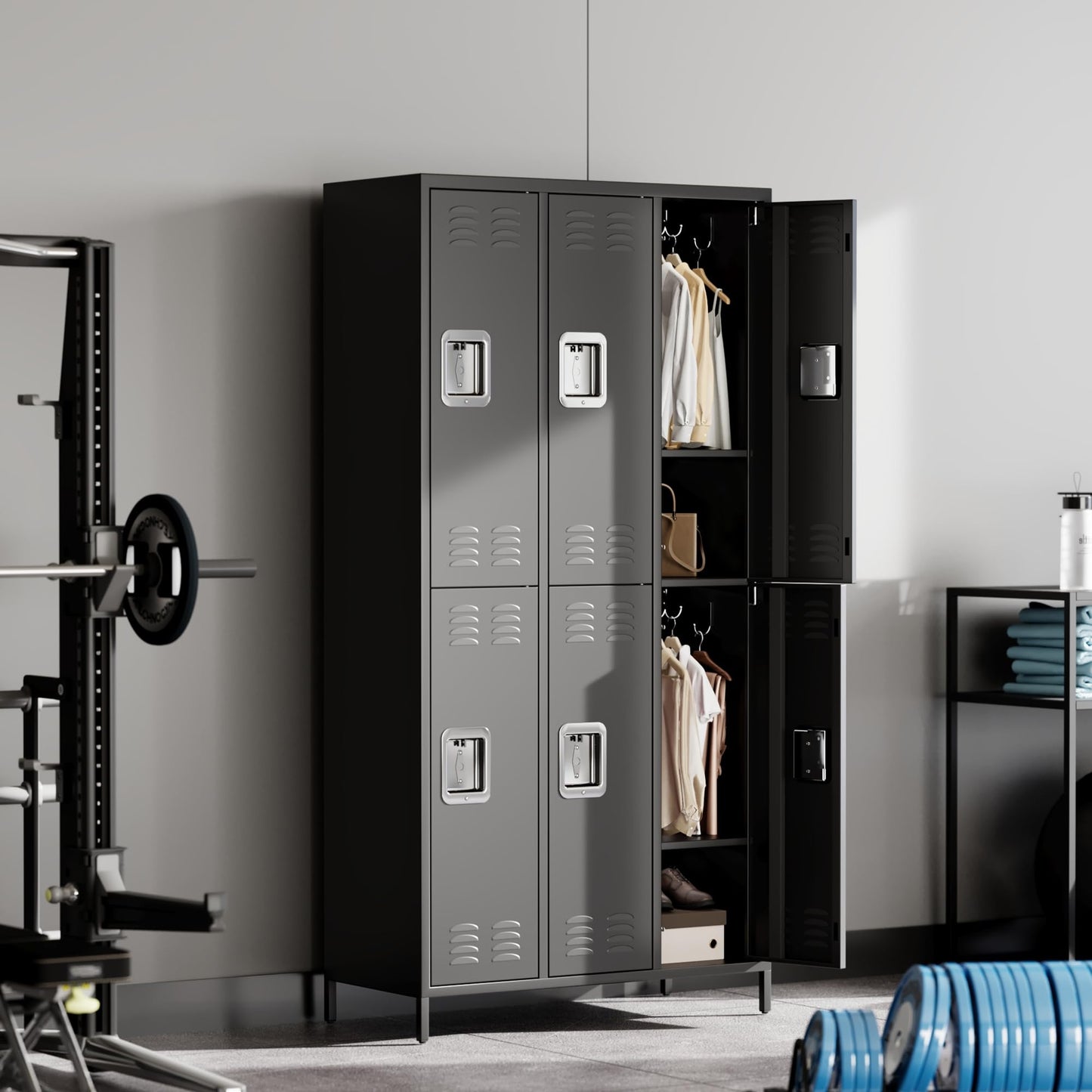 GAOMON 6 Door Metal Lockers, Industrial Double Lockers, Heavy Duty Steel Gym Lockers, Secure Storage Solutions, Perfect for Offices, Gyms, Schools and Homes, Metal Combination Lockers for Employees